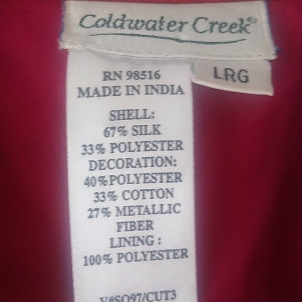 Coldwater Creek Jacket Large Red pink Blue Silk - Picture 8 of 10